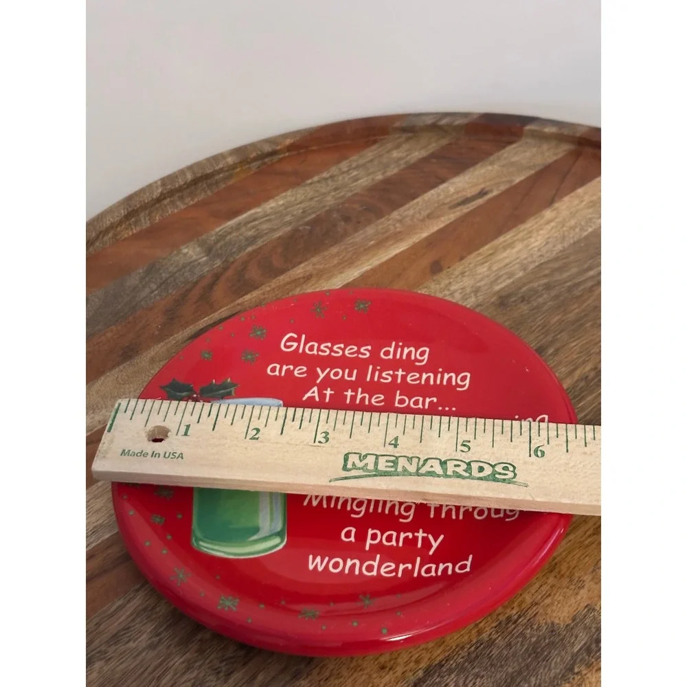 Department 56 Christmas Appetizer Plate Red Party Wonderland Cocktail Poem 6in